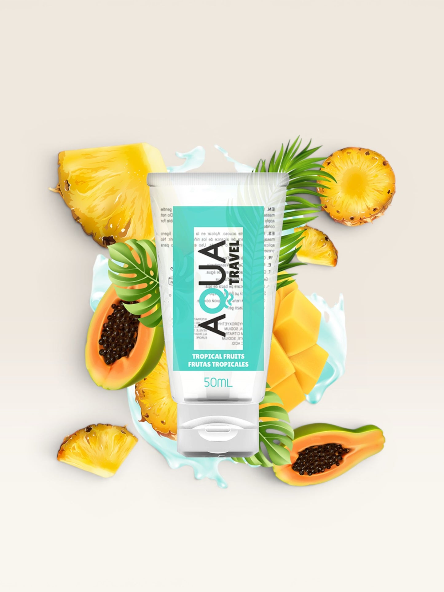 AQUA TRAVEL - LUBRIFICANTE À BASE DE ÁGUA SABOR DE FRUTAS TROPICAIS 6 ML