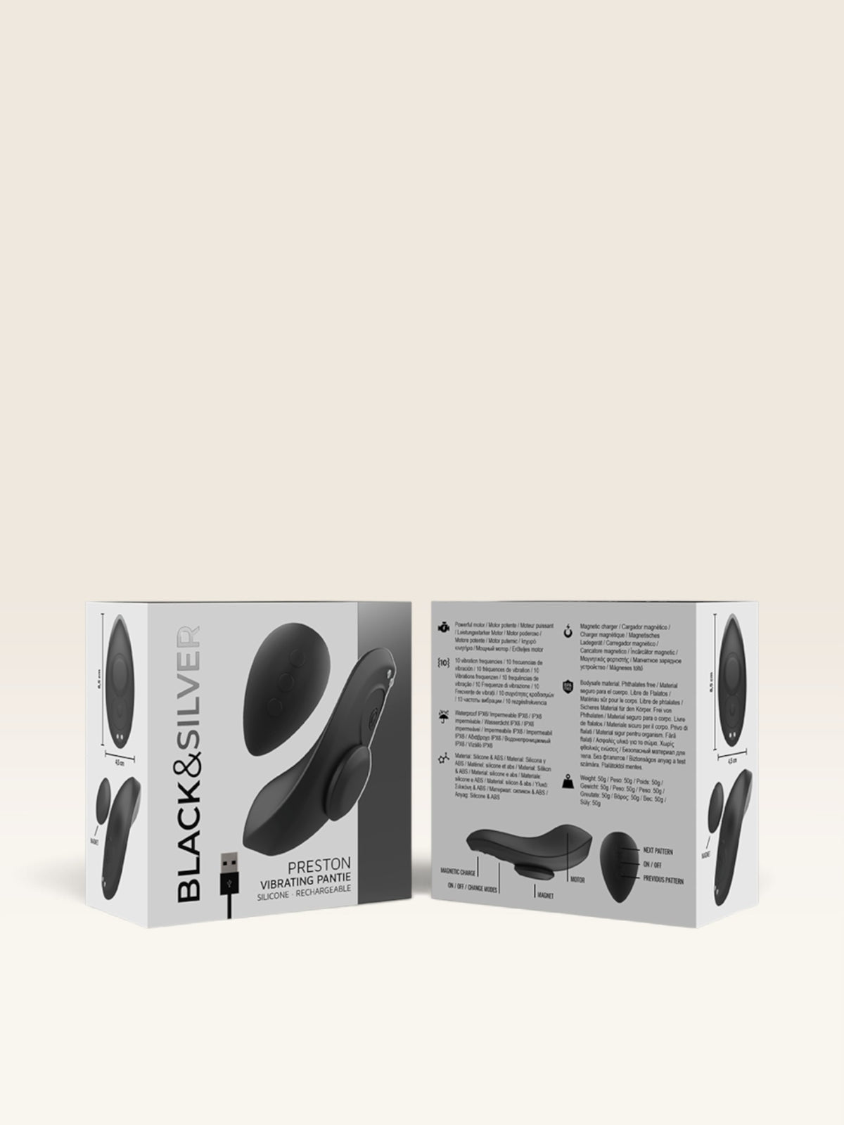 Black&Silver — Preston, Vibrador de Cueca em Silicone Recarregável Preto