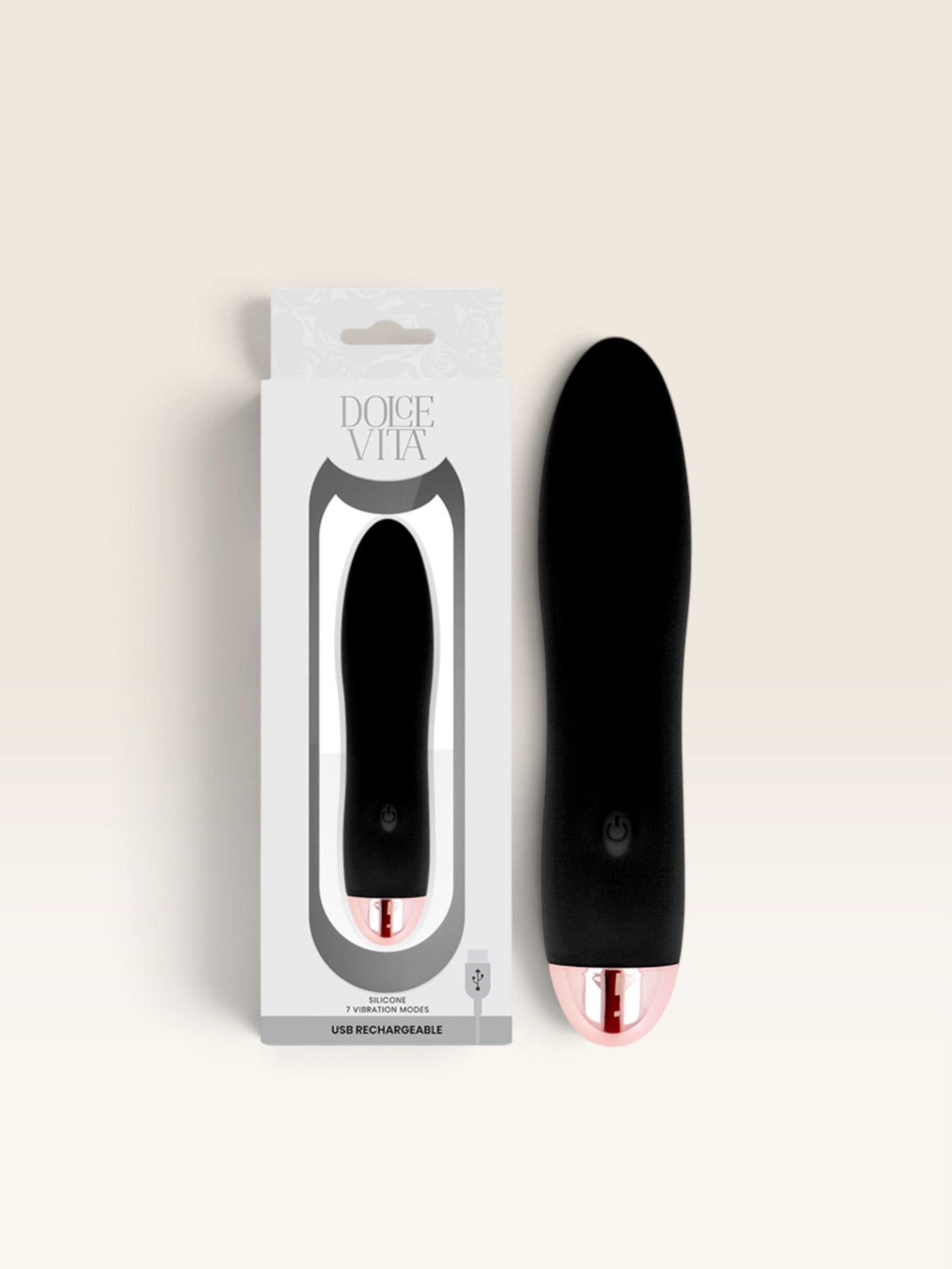 DOLCE VITA - VIBRADOR RECARREGÁVEL QUATRO PRETO 7 VELOCIDADES
