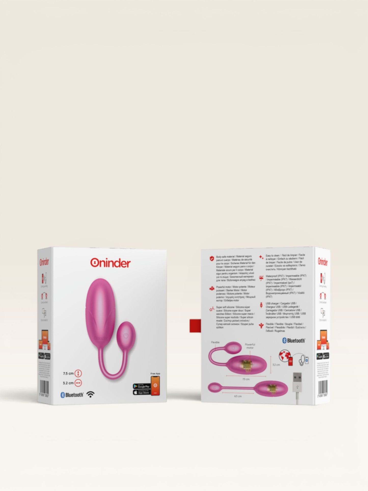 ONINDER - OVO VIBRANTE TÓQUIO ROSA 7,5 X 3,2 CM APLICATIVO GRATUITO