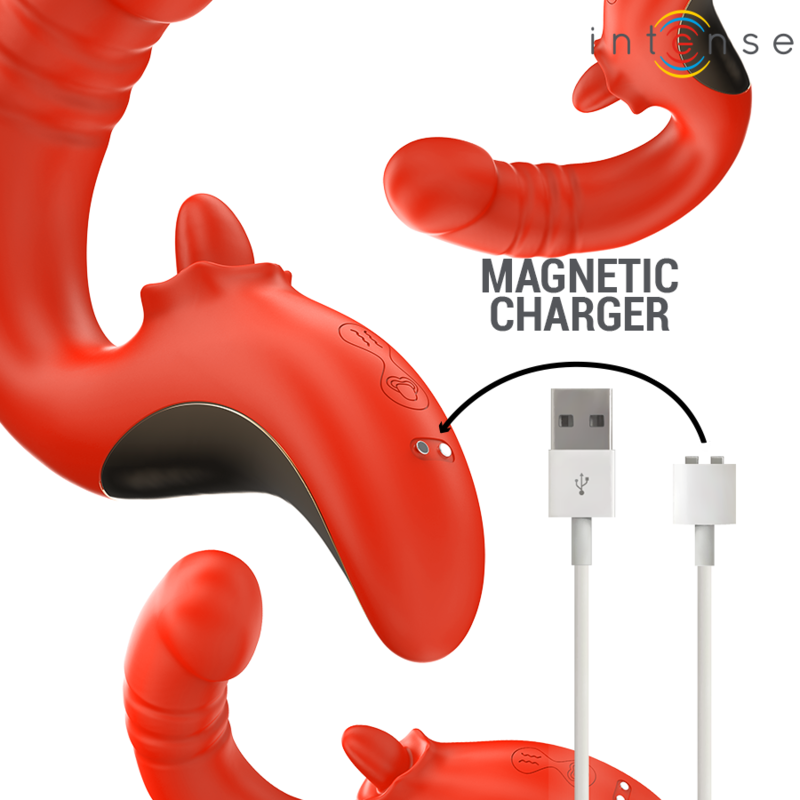 INTENSE - VIBRADOR E ESTIMULADOR PAULINA EM FORMATO U VERMELHO