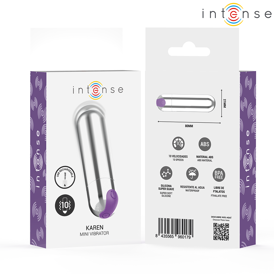 INTENSE - KAREN MINI VIBRATÓRIO RECARREGÁVEL PRATA