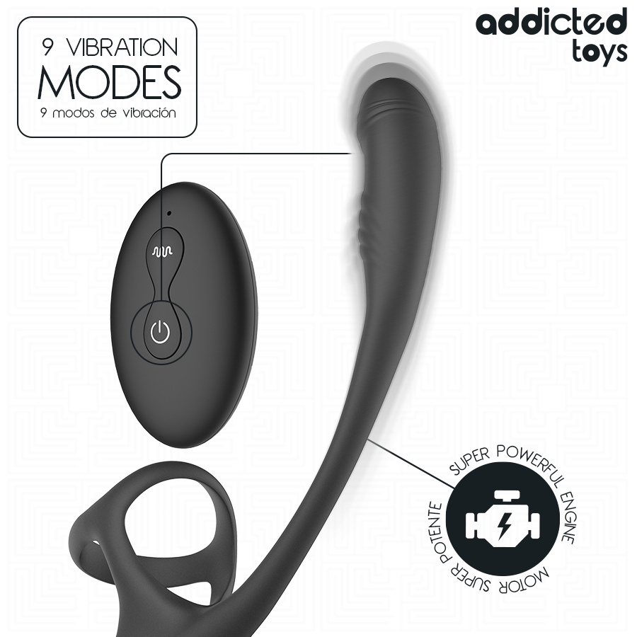 ADDICTED TOYS — Plug Anal com Vibração, Oscilação 360º e Estimulador de Testículos