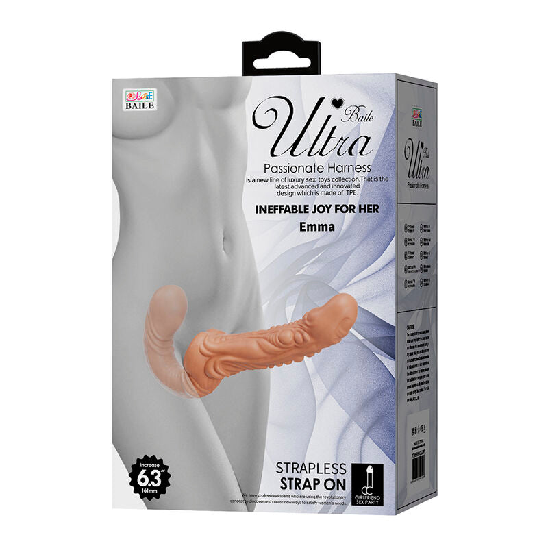 BAILE - EMMA STRAP-ON TEXTURIZADO PARA DUPLA PENETRAÇÃO