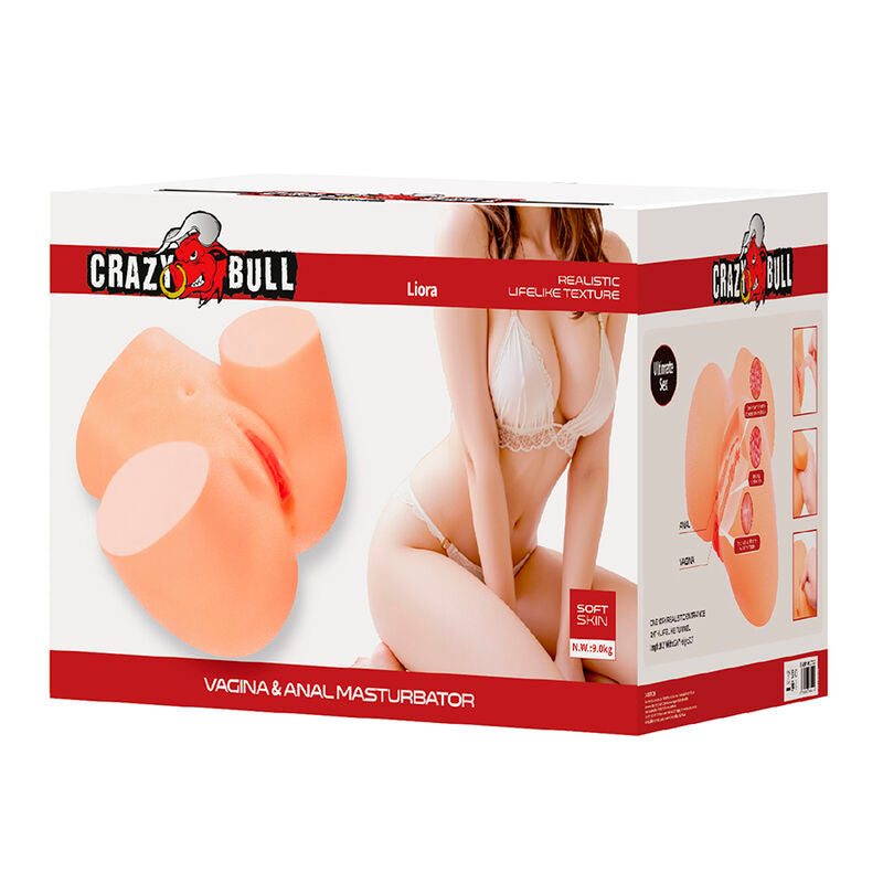 CRAZY BULL - LIORA XXL MASTURBADOR VIBRATÓRIO DUPLO VAGINAL E ANAL