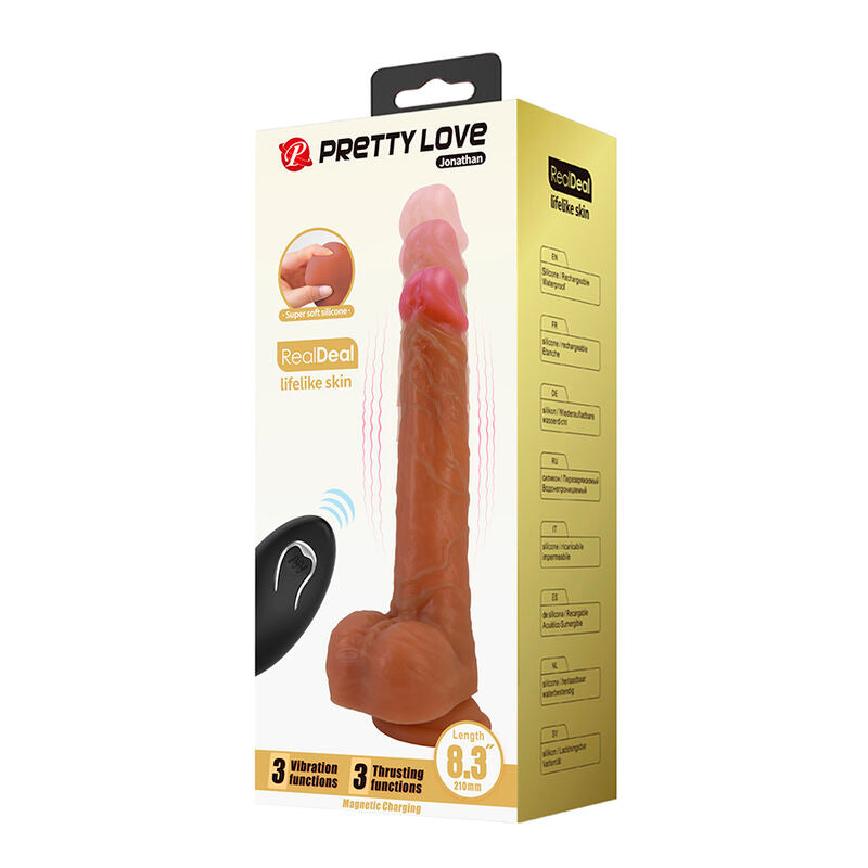 PRETTY LOVE - JONATHAN VIBRADOR REALISTA COM CONTROLE REMOTO - MARROM