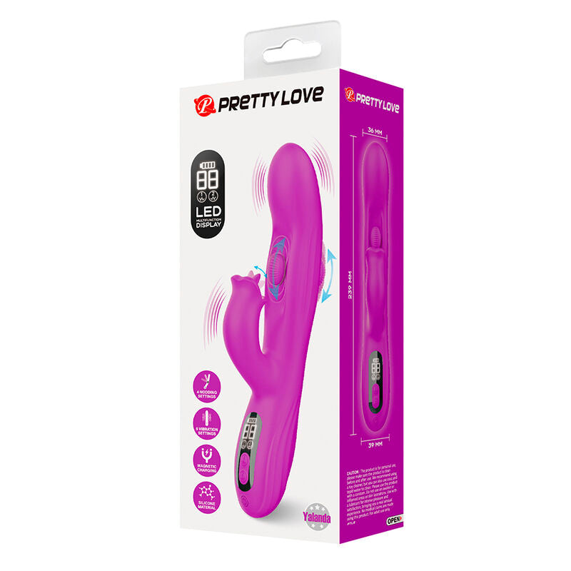 PRETTY LOVE - VIBRADOR OSCILATIVO YALANDA RABBIT COM DISPLAY DE LED ROXO