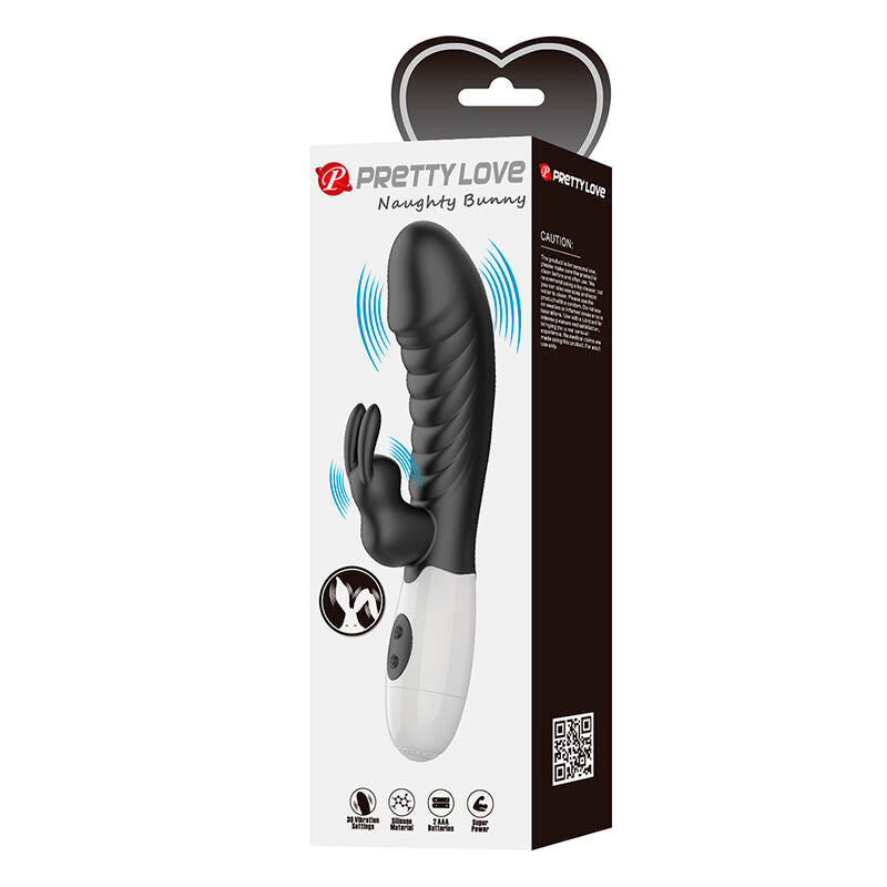 PRETTY LOVE - VIBRADOR COELHO NAUGHTY BUNNY COM 30 FUNÇÕES PRETO