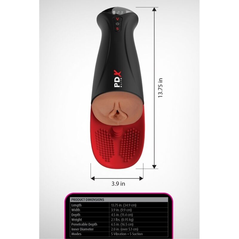 PDX ELITE - FAP-O-MATIC PRO XL VIBRATÓRIO AUTOMÁTICO MARROM 34,9 CM