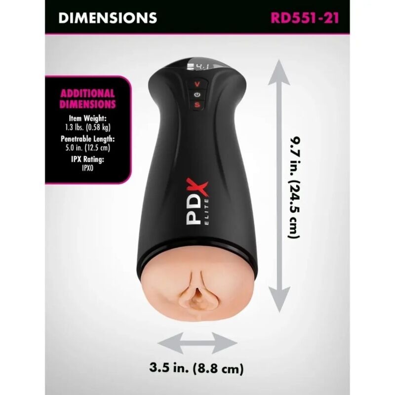 PDX ELITE - FAP-GASM - MASTURBADOR DE SUCÇÃO E VIBRAÇÃO INTERMITENTE