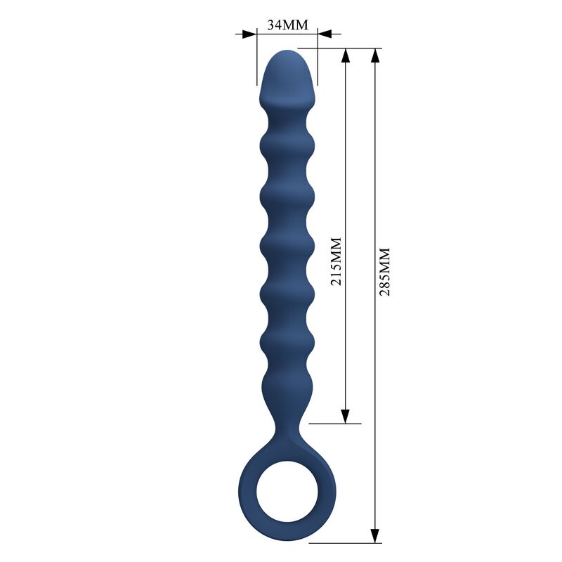 MR PLAY - BOLINHAS ANAL DE SILICONE AZUIS E PLUG ANAL - Ø - 3,4 CM - 28,5 CM