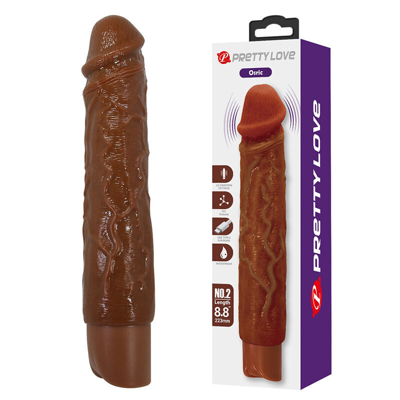 PRETTY LOVE - VIBRADOR REALISTA OWEN 22,5 CM Ø 4,5 CM MARROM