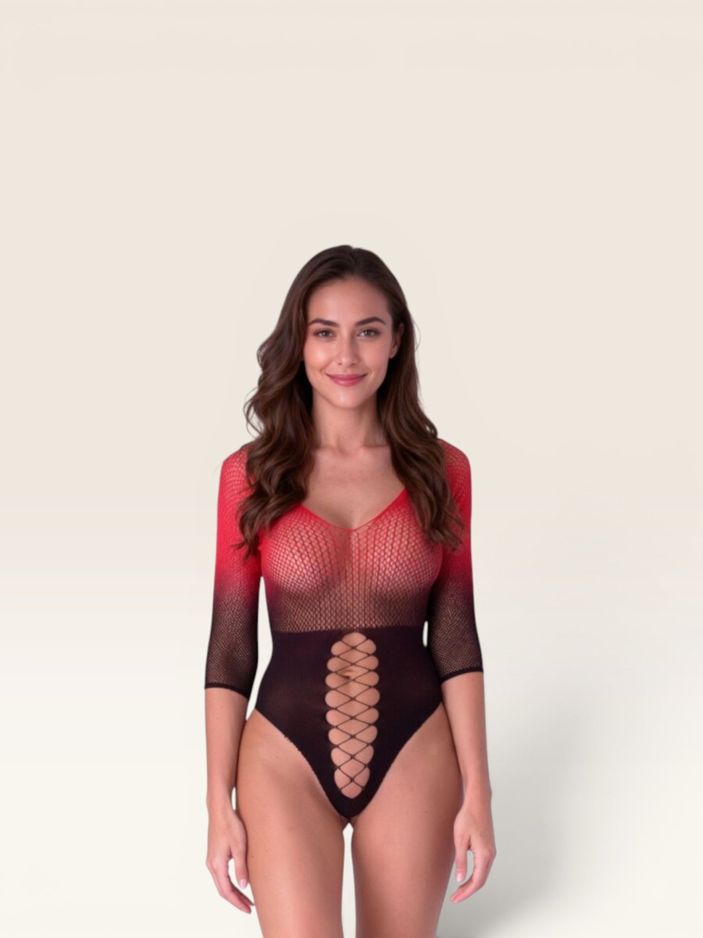 PASSION - BS118 MEIA-CALÇA DE MALHA PRETA E VERMELHA