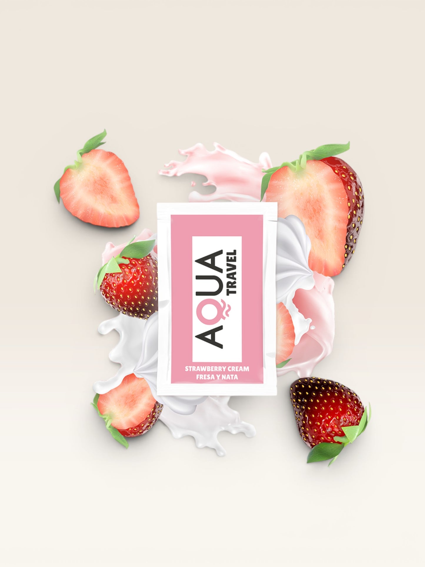AQUA TRAVEL - LUBRIFICANTE À BASE DE ÁGUA SABOR CREME DE MORANGO 6 ML