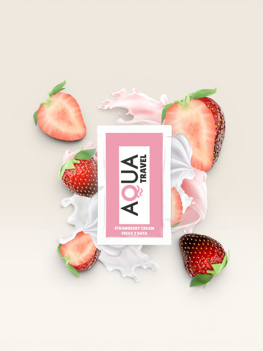 AQUA TRAVEL - LUBRIFICANTE À BASE DE ÁGUA SABOR CREME DE MORANGO 6 ML