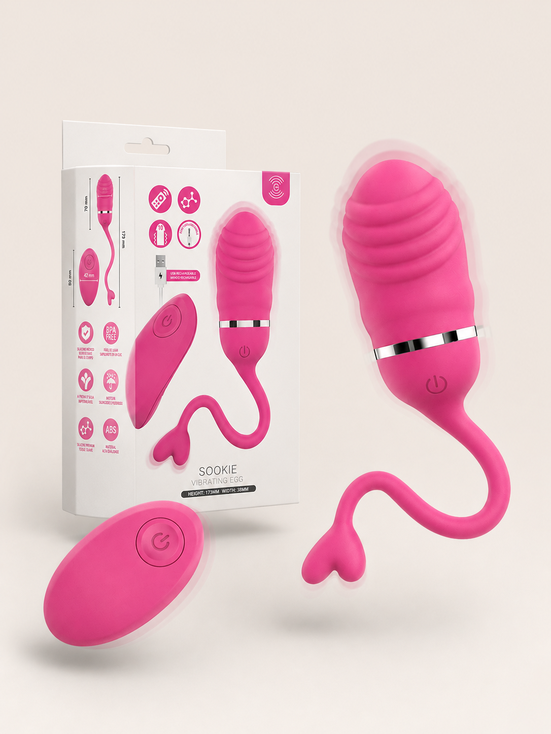 INTENSE - SOOKIE OVO VIBRATÓRIO COM CONTROLE REMOTO ROSA