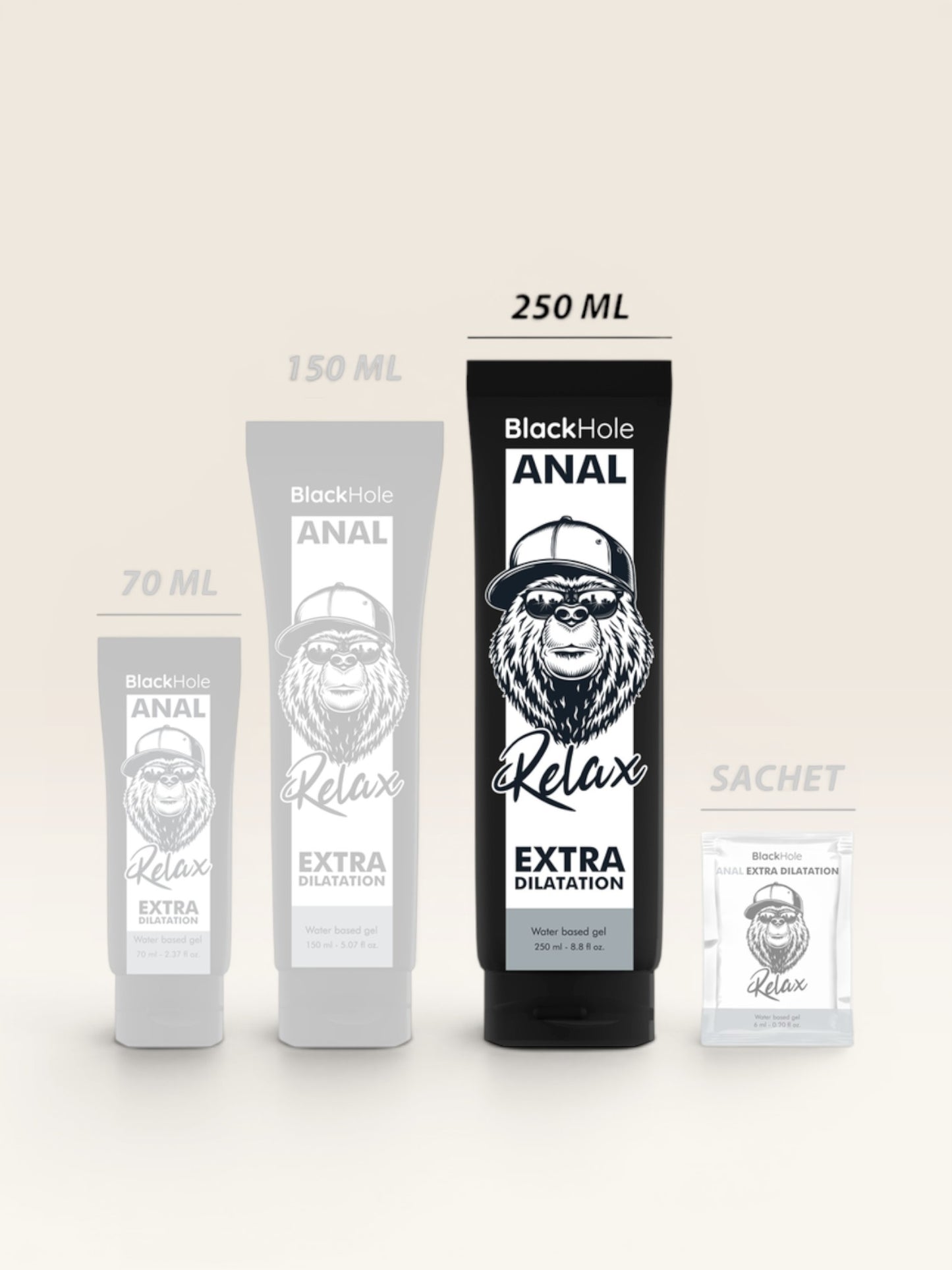 BLACK HOLE - GEL BASE D'ÁGUA DILATAÇÃO ANAL 250 ML