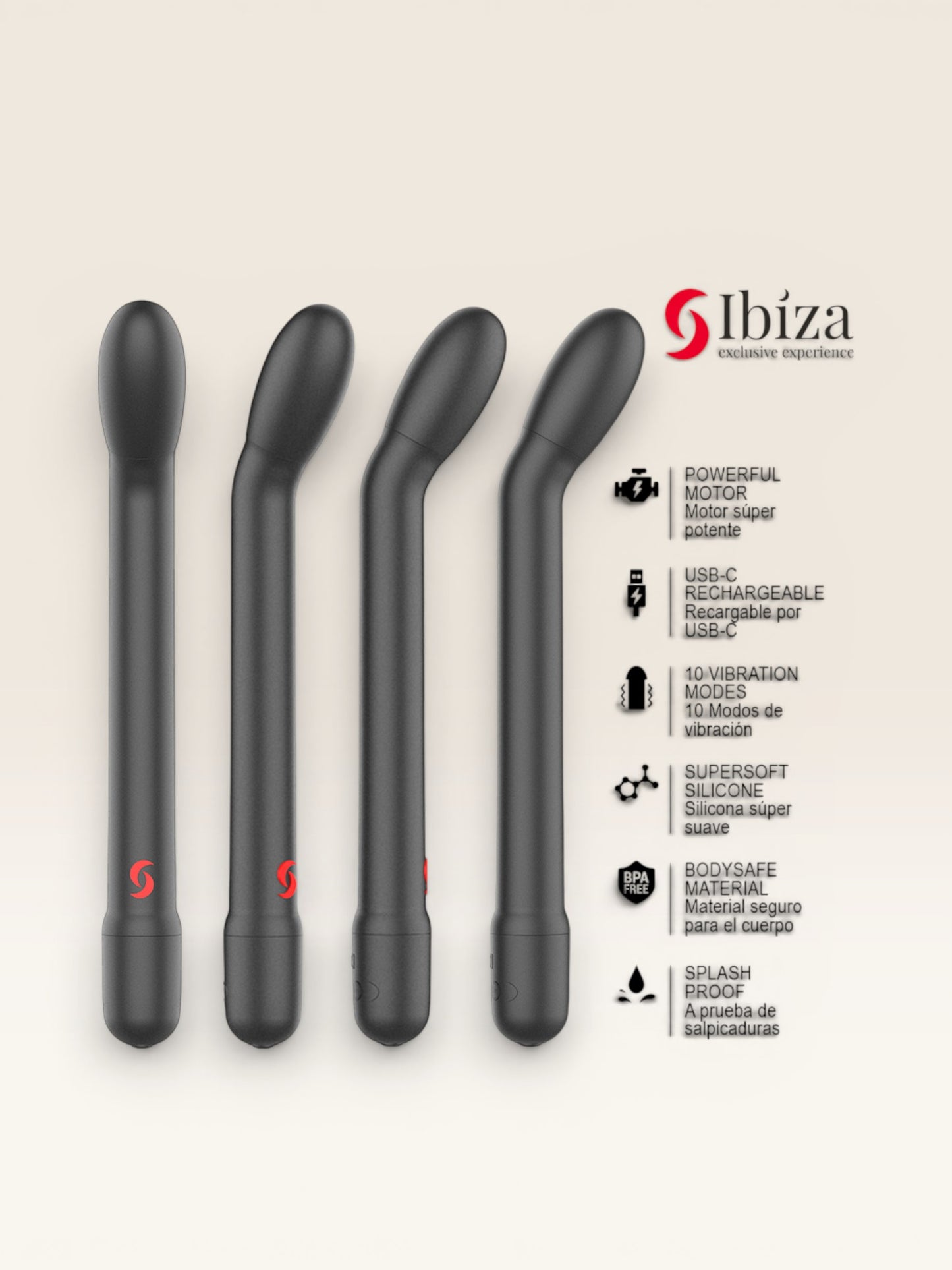 IBIZA - VIBRADOR DE PONTO G PRETO COM VIBRAÇÃO