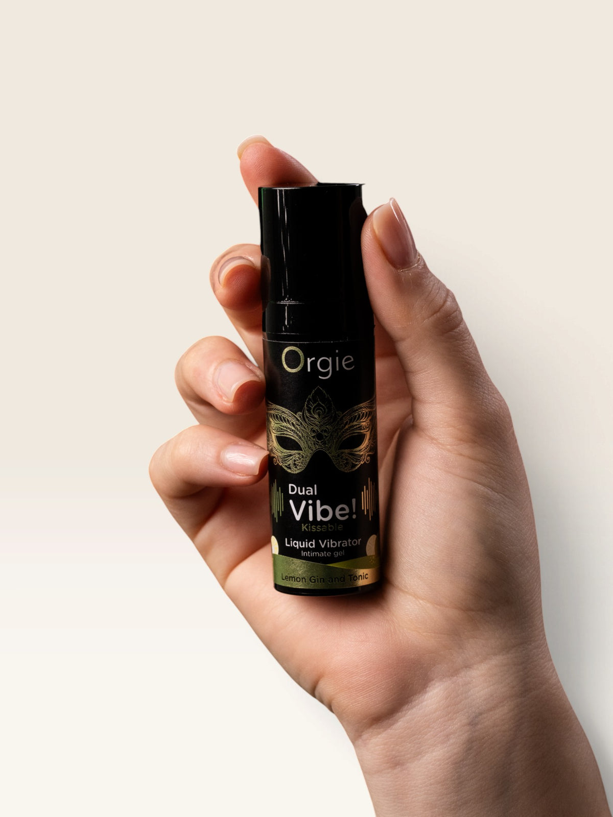 ORGIE - DUAL VIBE! VIBRADOR LÍQUIDO BEIJÁVEL COM SABOR DE LIMÃO, GIN TÔNICA 15 ML