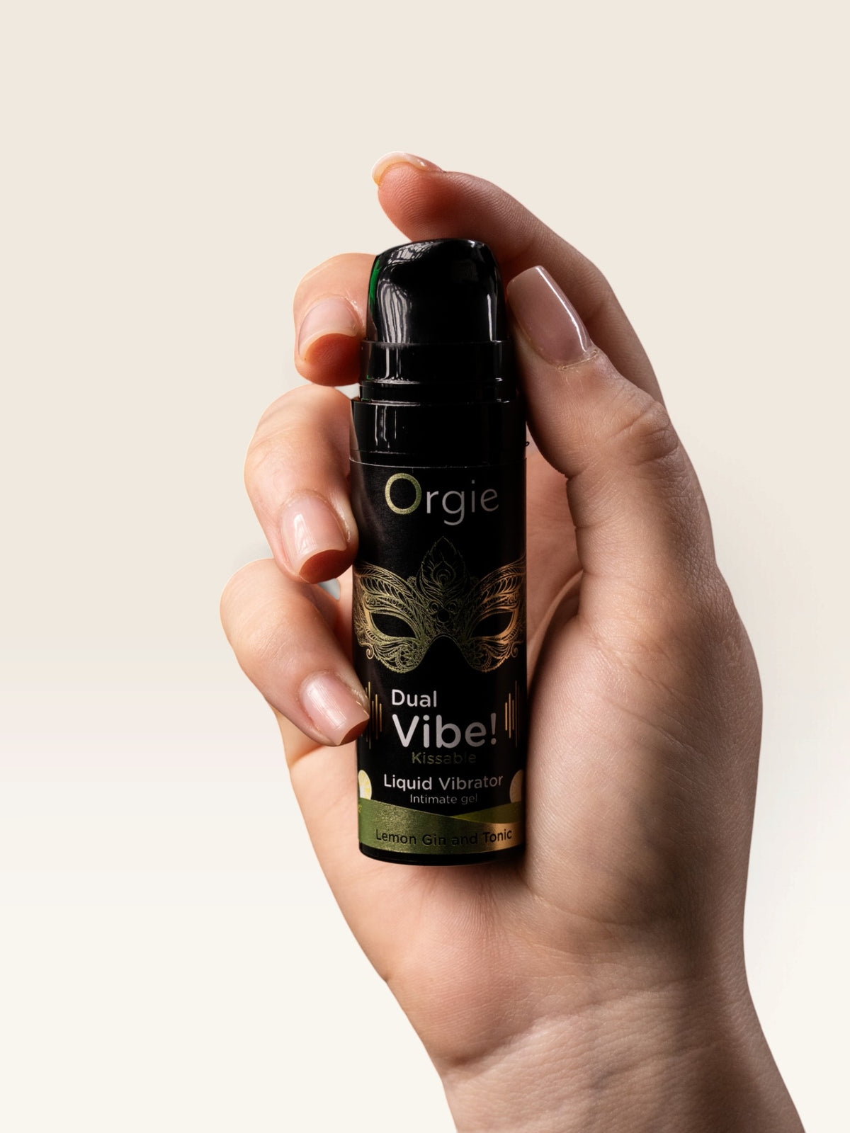 ORGIE - DUAL VIBE! VIBRADOR LÍQUIDO BEIJÁVEL COM SABOR DE LIMÃO, GIN TÔNICA 15 ML
