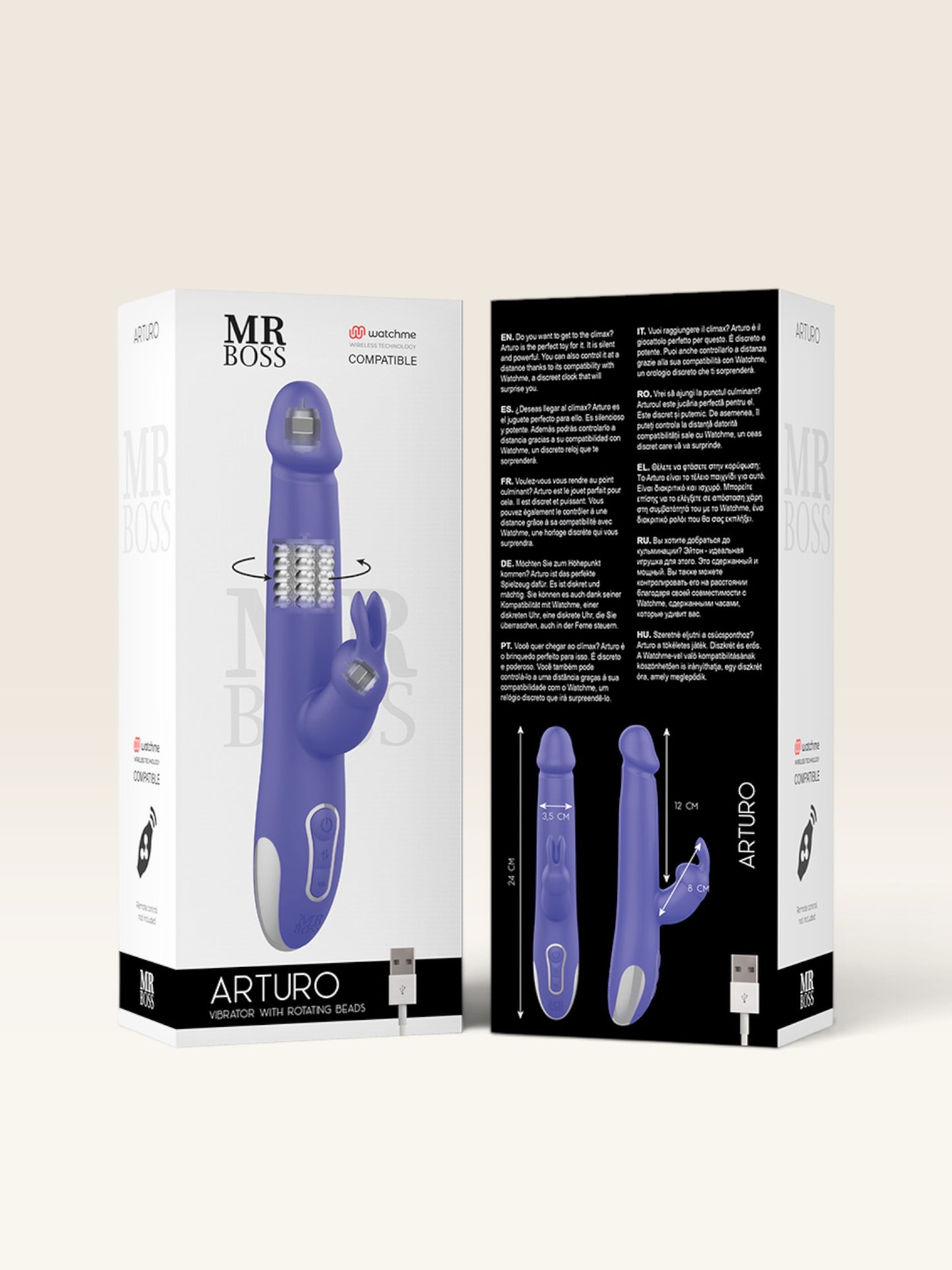MR BOSS - ARTURO VIBRADOR E ROTADOR + CONTROLO REMOTO WATCHME