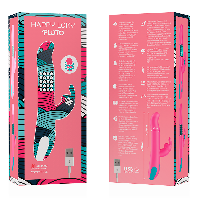 HAPPY LOKY - PLUTO VIBRADOR RABBIT E ROTADOR + CONTROLO REMOTO WATCHME