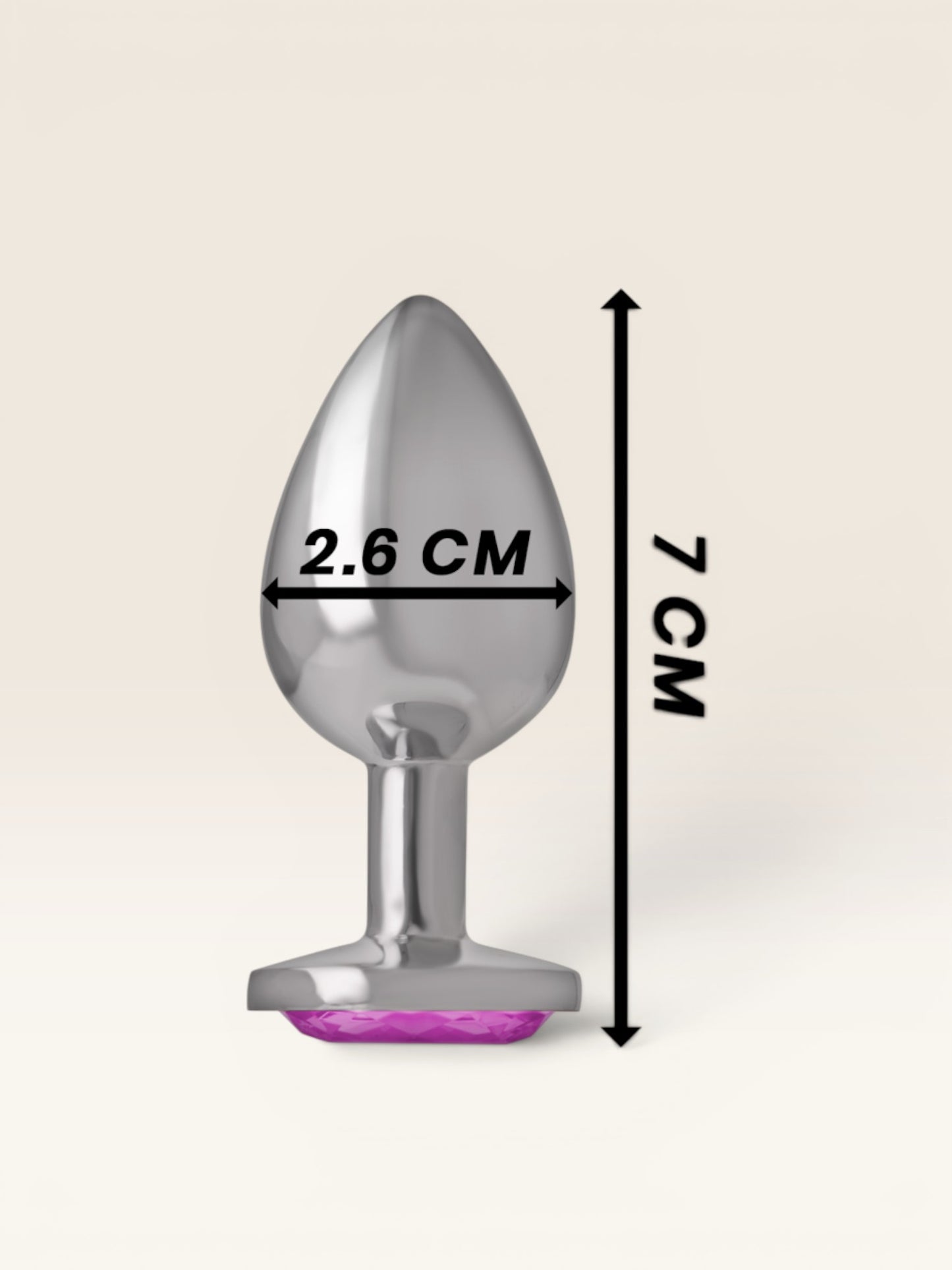INTENSE - PLUG ANAL DE METAL DE ALUMÍNIO COM CRISTAL ROSA TAMANHO S