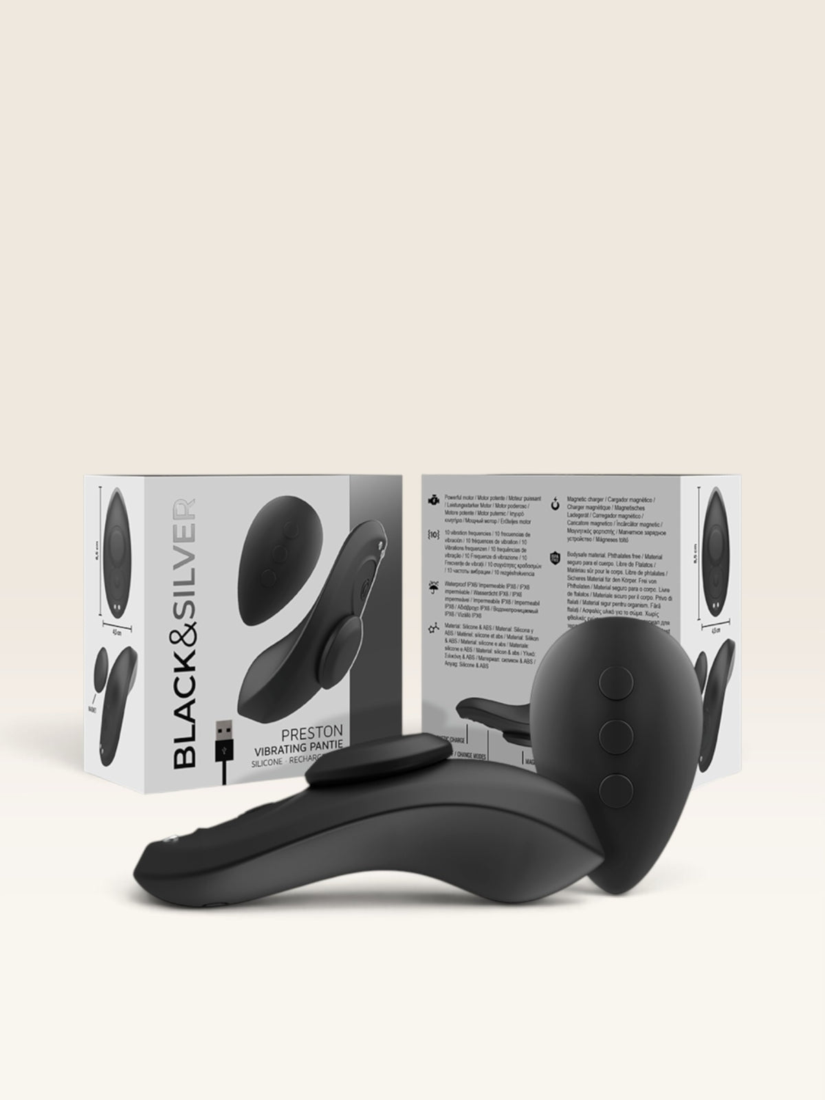 Black&Silver — Preston, Vibrador de Cueca em Silicone Recarregável Preto