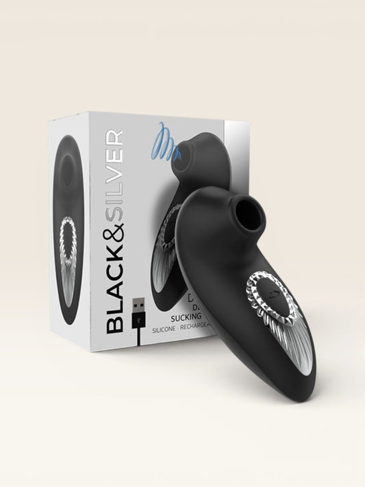 BLACK&SILVER - DRAKE DELUXE SUCKING VIBE SILICONE RECARREGÁVEL PRETO