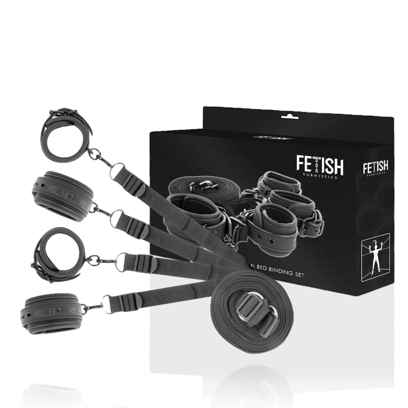 Fetish Submissive — Conjunto de Algemas e Alças para Cama, com Forro em Neoprene
