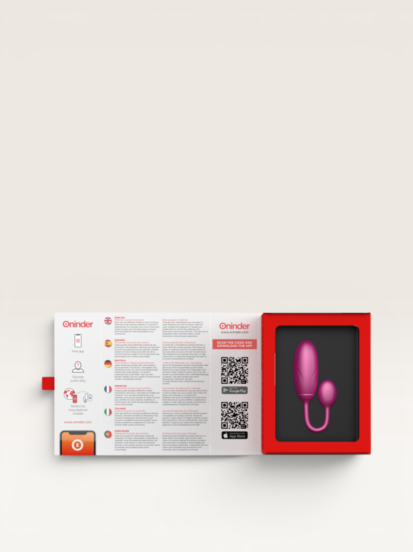 ONINDER - OVO VIBRATÓRIO DENVER ROSA 7 X 2,7 CM APLICATIVO GRATUITO