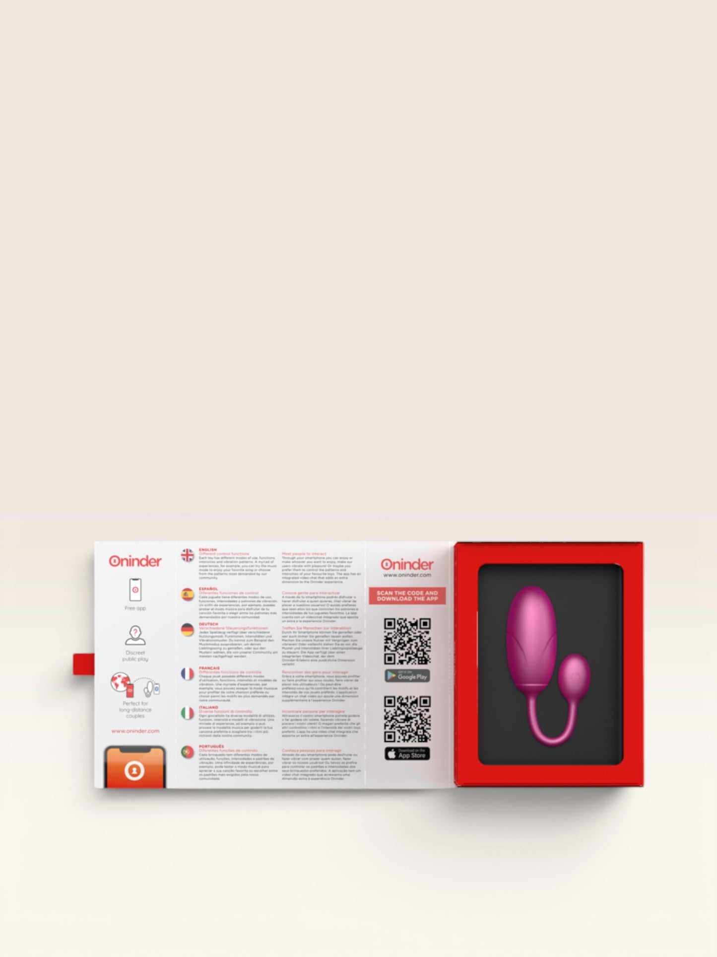 ONINDER - OVO VIBRANTE TÓQUIO ROSA 7,5 X 3,2 CM APLICATIVO GRATUITO