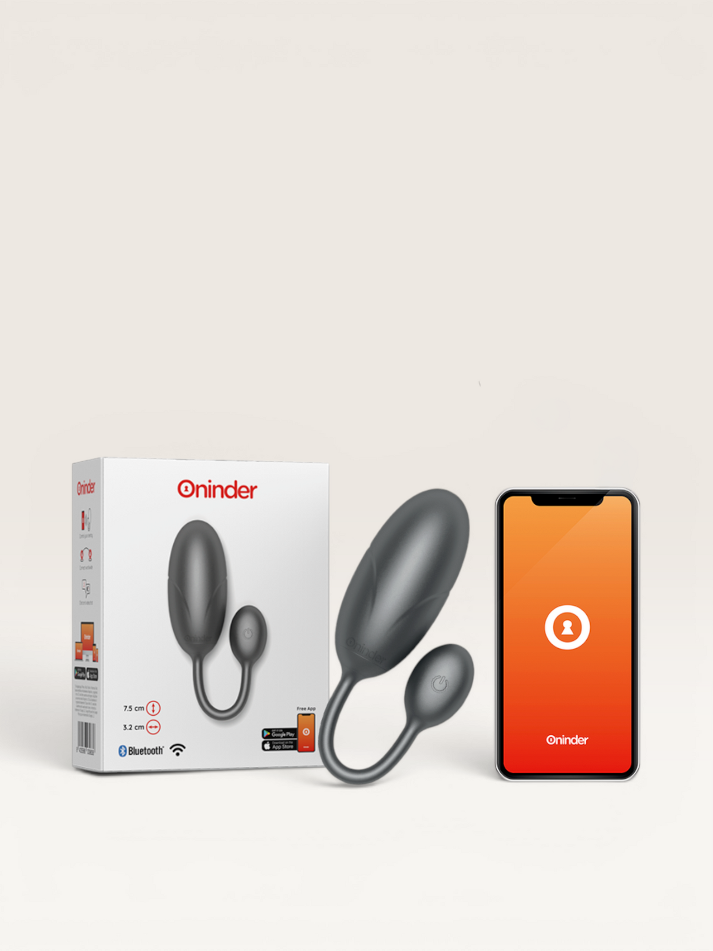 ONINDER - OVO VIBRANTE TOKYO PRETO 7,5 X 3,2 CM APLICATIVO GRATUITO