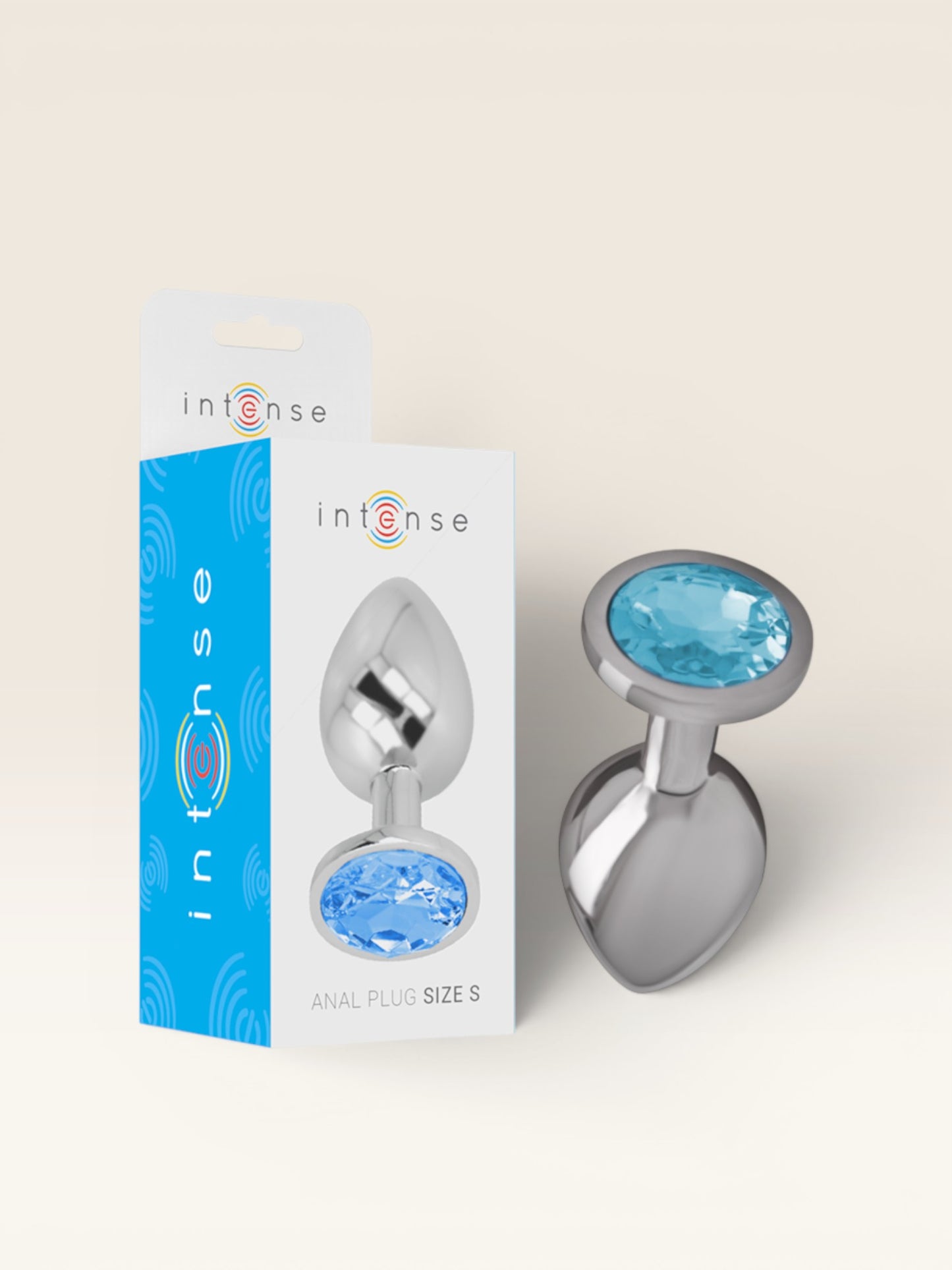 INTENSE - PLUG ANAL DE METAL DE ALUMÍNIO COM CRISTAL AZUL TAMANHO S