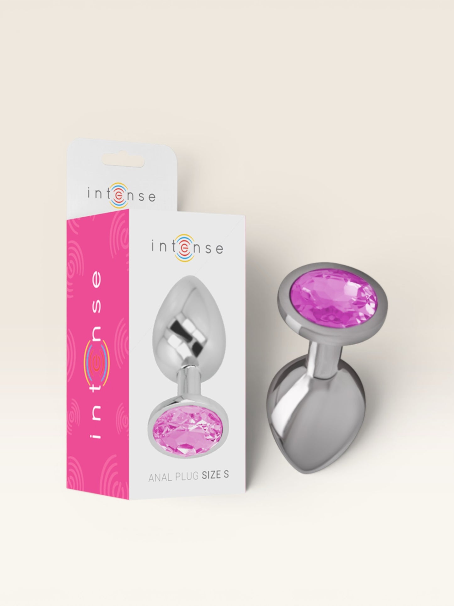 INTENSE - PLUG ANAL DE METAL DE ALUMÍNIO COM CRISTAL ROSA TAMANHO S