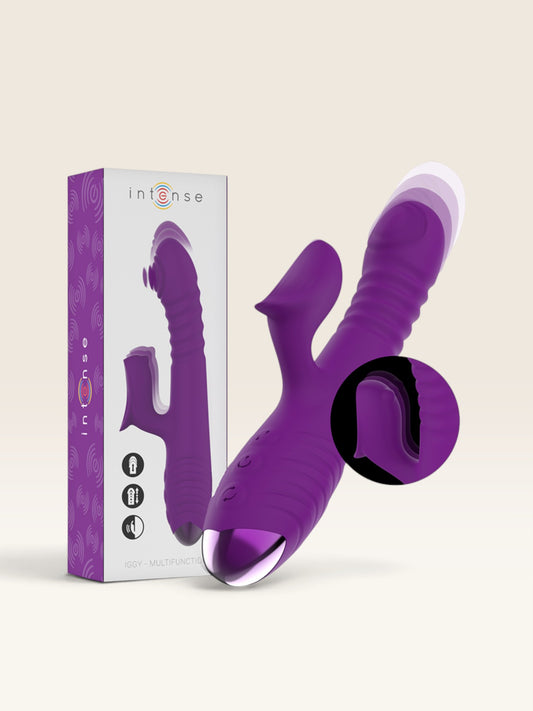 INTENSE - VIBRADOR RECARREGVEL MULTIFUNO IGGY PARA CIMA E PARA BAIXO COM ESTIMULADOR CLITÓRICO ROXO