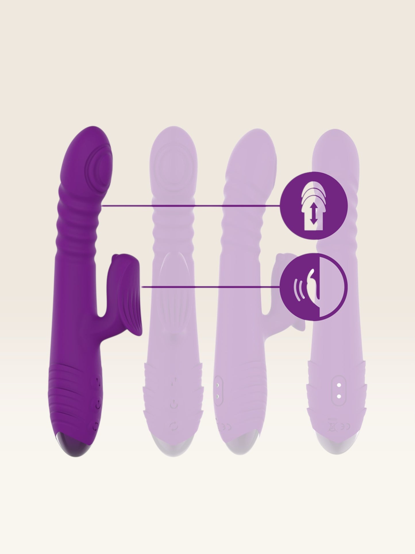 INTENSE - VIBRADOR RECARREGVEL MULTIFUNO IGGY PARA CIMA E PARA BAIXO COM ESTIMULADOR CLITÓRICO ROXO