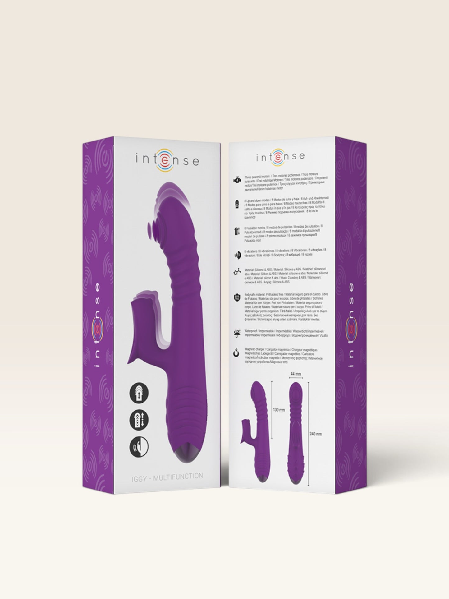 INTENSE - VIBRADOR RECARREGVEL MULTIFUNO IGGY PARA CIMA E PARA BAIXO COM ESTIMULADOR CLITÓRICO ROXO