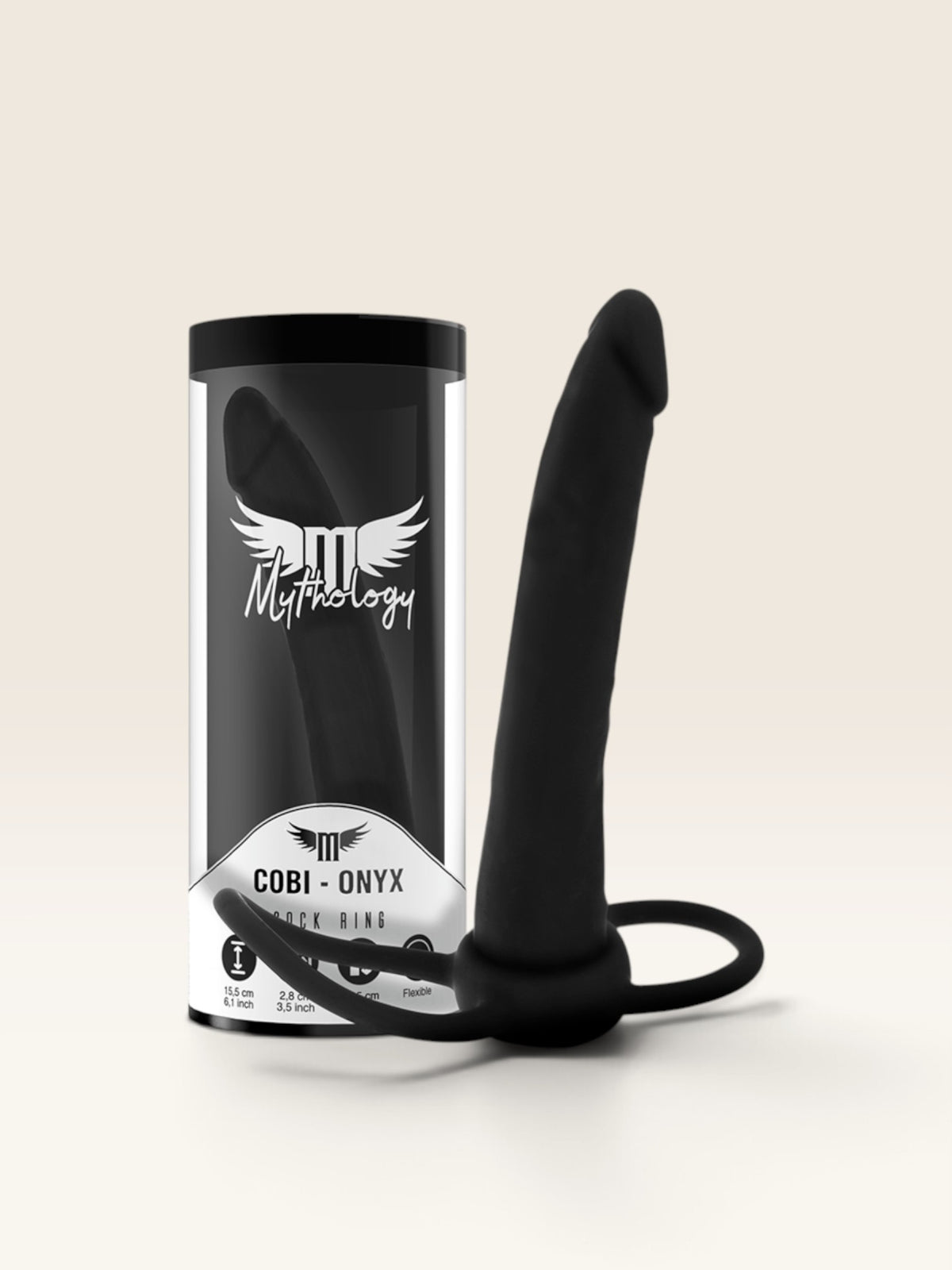 MYTHOLOGY - DILDO ANAL COBI ONYX COM ANEL DE GALO E TESTÍCULO 13 SILICONE CM