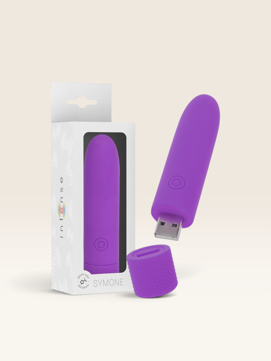 INTENSE - SYMONE  USB RECARREGÁVEL VIBRATÓRIA BULLET 8 VIBRAÇÕES ROXO 10 X 2,2 CM