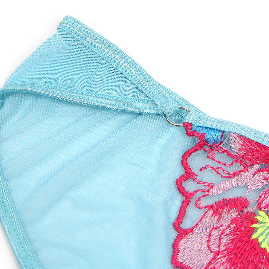 SUBBLIME - 957650 CONJUNTO DE SUTIÃ E CINTO-LIGA COM BORDADO DE FLORES ROSA L/XL