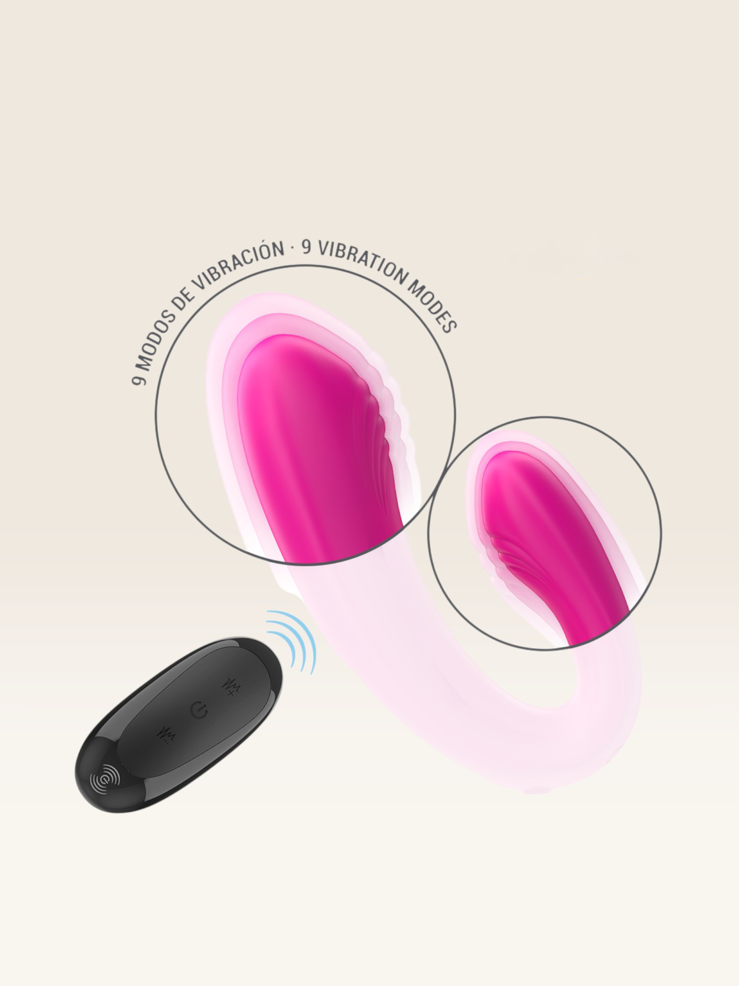 INTENSE - JANET DUAL ESTIMULADOR EM U E VIBRADOR COM CONTROLE REMOTO ROSA