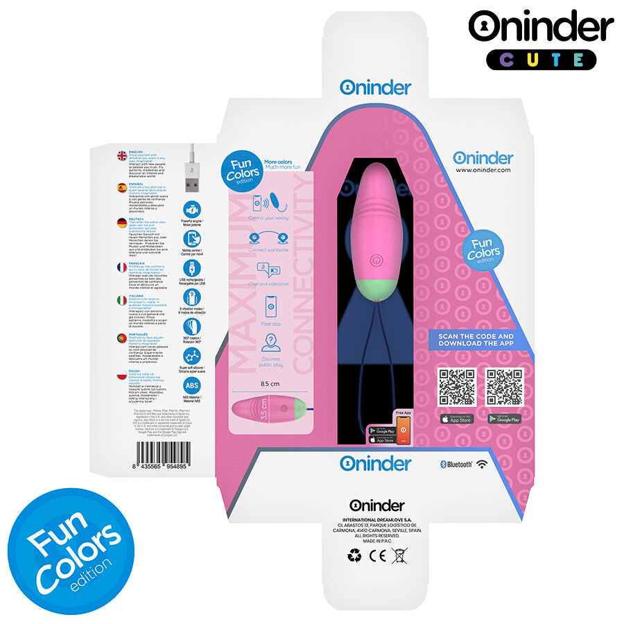 ONINDER CUTE - OVO DE SILICONE VIBRATÓRIO E GIRATÓRIO 360° PARA PRAZER E AMOR - APLICATIVO GRATUITO GLOBAL
