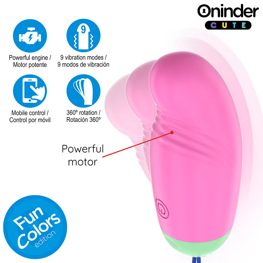 ONINDER CUTE - OVO DE SILICONE VIBRATÓRIO E GIRATÓRIO 360° PARA PRAZER E AMOR - APLICATIVO GRATUITO GLOBAL