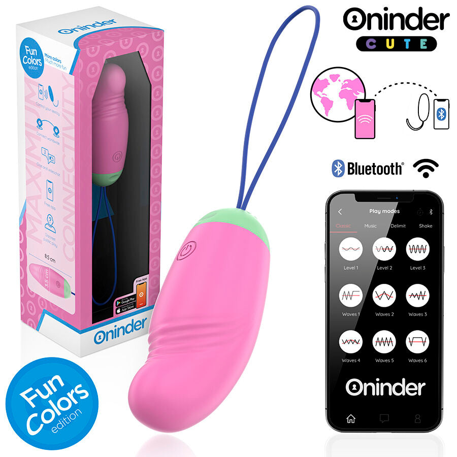ONINDER CUTE - OVO DE SILICONE VIBRATÓRIO E GIRATÓRIO 360° PARA PRAZER E AMOR - APLICATIVO GRATUITO GLOBAL