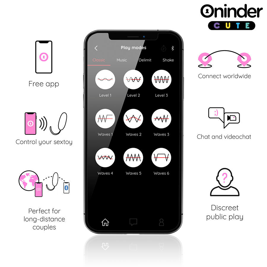 ONINDER CUTE - OVO DE SILICONE VIBRATÓRIO E GIRATÓRIO 360° PARA PRAZER E AMOR - APLICATIVO GRATUITO GLOBAL