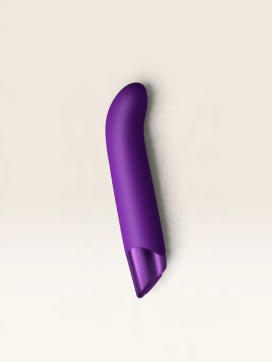 LLibertà ROCKS-OFF Chaiamo G purple silicone G-spot vibrator with ergonomic curved design and waterproof finish.