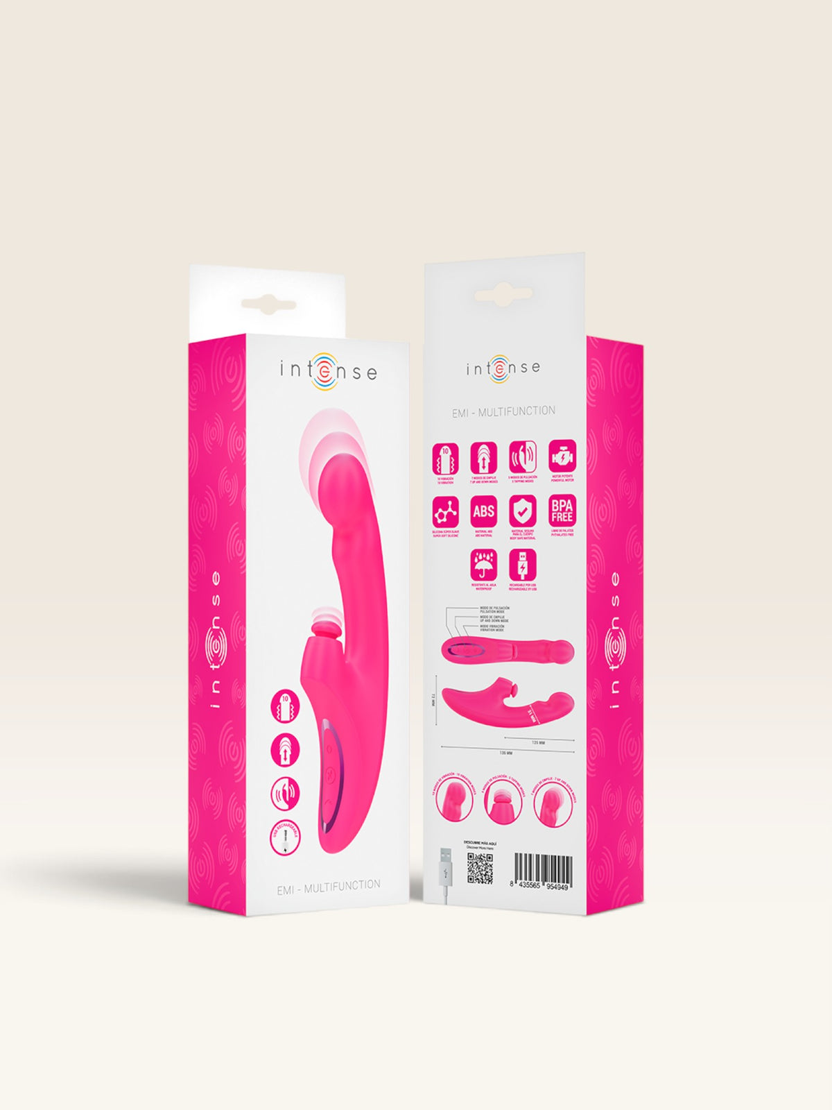 INTENSE - VIBRADOR EMI 13,5 CM MULTIFUNCIONAL 3 EM 1 10 VIBRAÇÕES ROSA