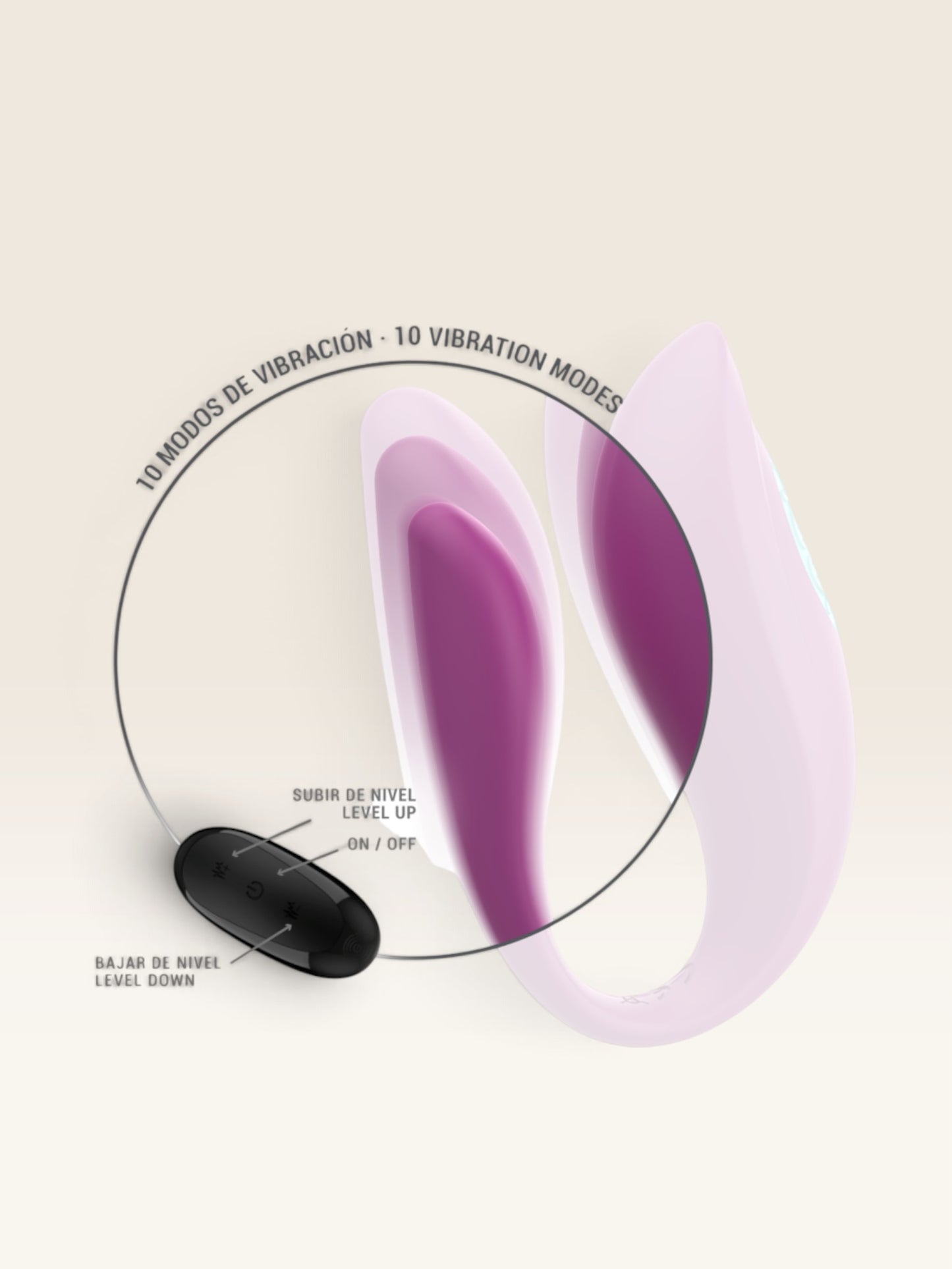 INTENSE - ANNIE VIBRADOR E ESTIMULADOR EM FORMA DE U ROXO CONTROLE REMOTO