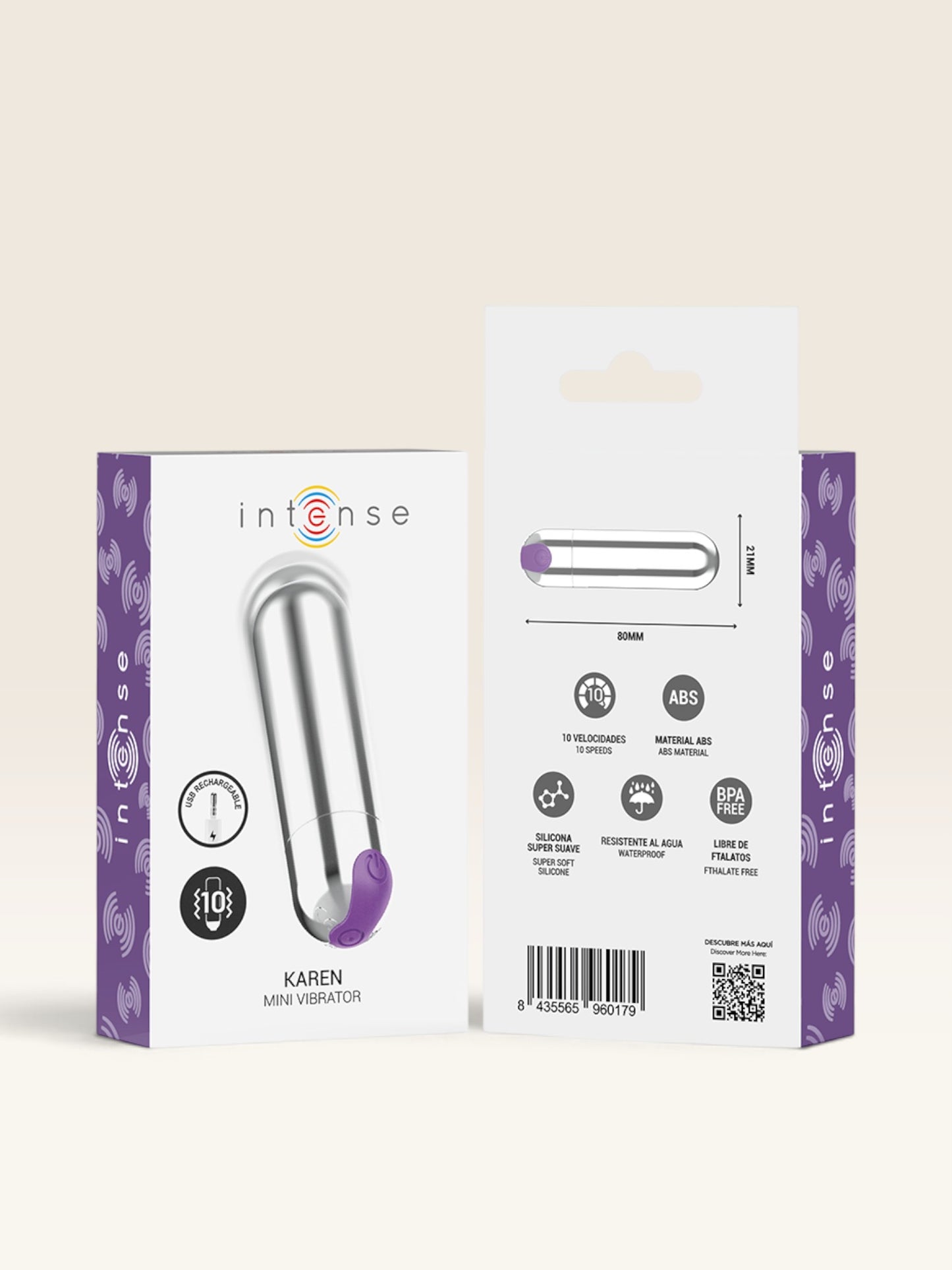 INTENSE - KAREN MINI VIBRATÓRIO RECARREGÁVEL PRATA